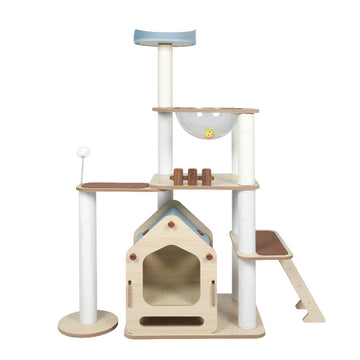 PaWz Cat Tree Scratching Post Scratcher Cats Tower Wood Condo Toys House 138cm PaWz